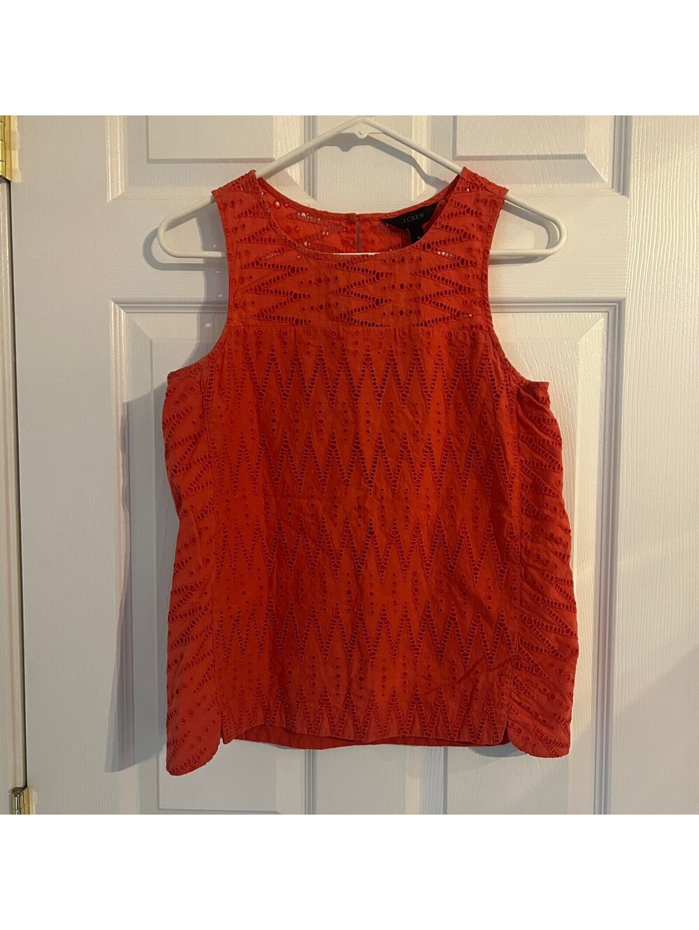 Coastal Grandma Coral Eyelet Boho Cottagecore Embroidered Summer Tank Top